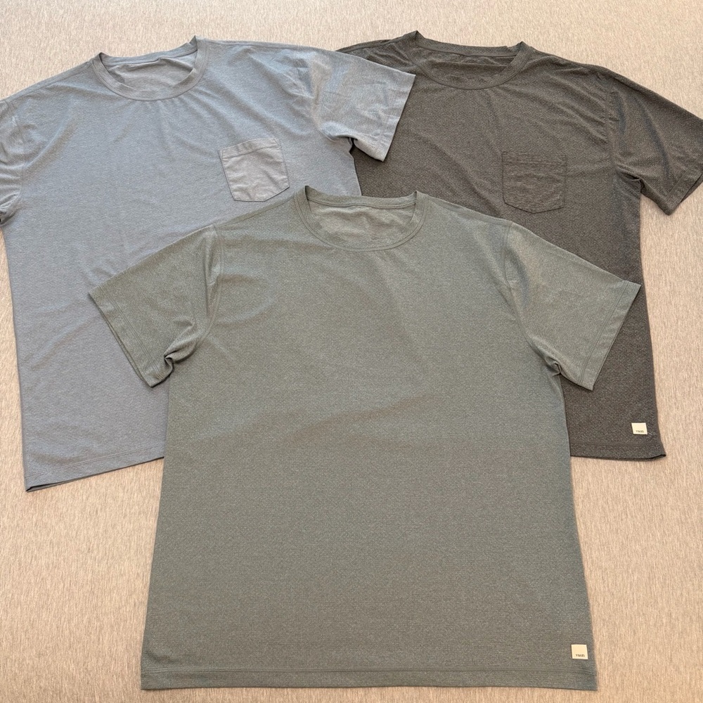 3 Vuori Tradewind Performance Tees Men's XXL Blue/Gray